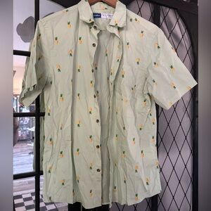 Old Navy Light Green Pineapple Print Shirt